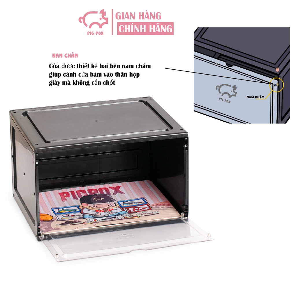 Ảnh Combo 4 Hộp Đựng Giày Nhựa Cứng Cao Cấp, Nắp Hút Nam Châm PIG POX Sneaker Box V1 3