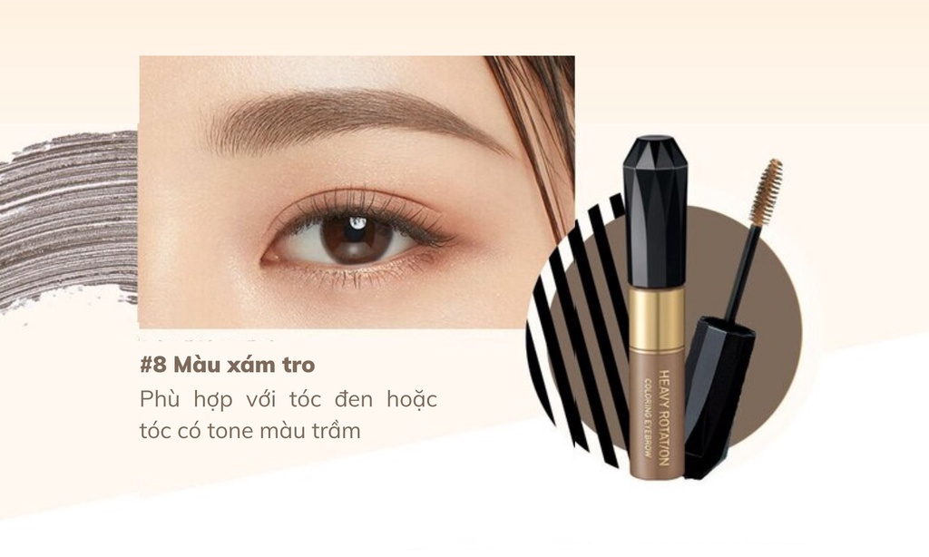 Mô tả Mascara Lông Mày Kissme Đổi Màu Tạm Thời Kissme Heavy Rotation Chống Trôi Siêu Bền - 6