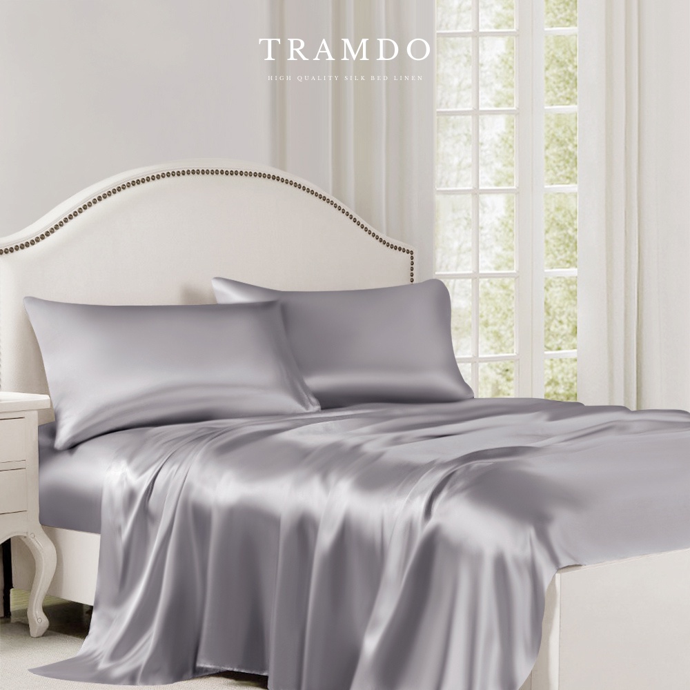 Ảnh Bộ Chăn Ga Gối Lụa Cao Cấp NITE9SILK TRAMDO BEDDING Màu Xám Bạc 1