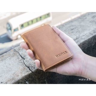 Ví Da HAVIAS Da Bò thật 100% dáng đứng ví da nam nữ mini nhỏ gọn BIZ