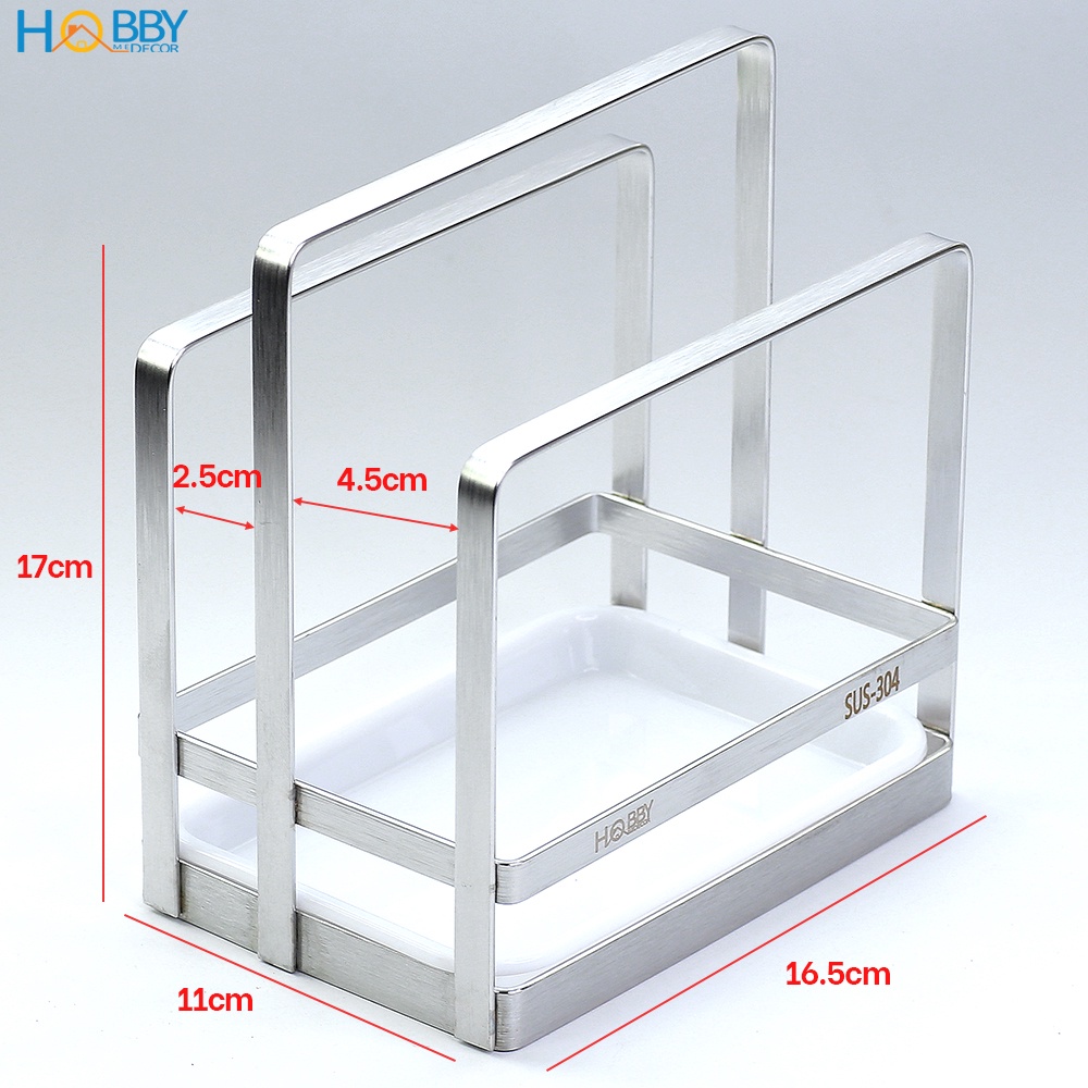 Kệ để thớt 2 ngăn inox 304 có khay hứng nước Hobby Home Decor TT07