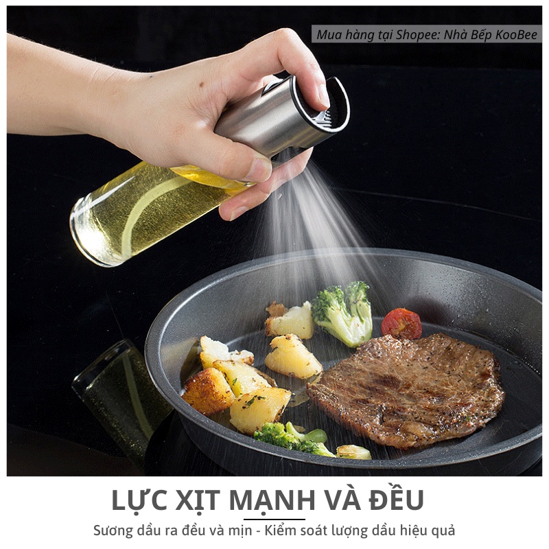 Bình Xịt Dầu Ăn Phun Sương 100ml KOOBEE – Phun Mịn, Tiết Kiệm Dầu, Dùng Cho Nồi Chiên Không Dầu (NB09)