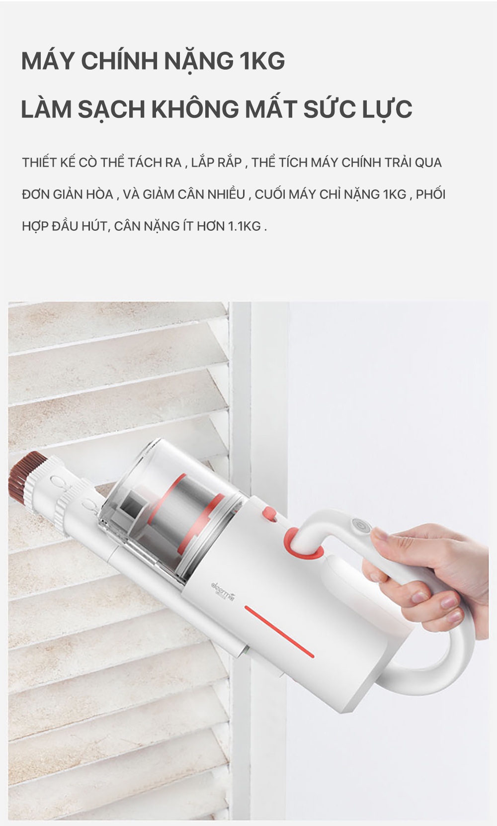Mô tả Máy hút bụi giường nệm Deerma CM1300 lực hút mạnh 12000pa kèm 3 đầu hút đa năng, tia UV diệt khuẩn - Bảo hành 12 tháng - 4