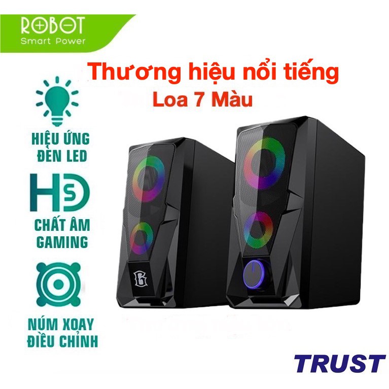 bộ loa game máy tính 6w robot rs200 có đèn led + âm thanh hd chất ...