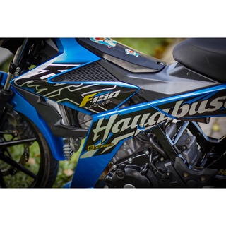 Tem Rời Dán Xe Satria Fi - Raider Fi Mẫu Hayabusa Xanh Đen Trắng Chữ Satria F150 Hàng 3 Lớp Chất Lượng Cao .Team Decal