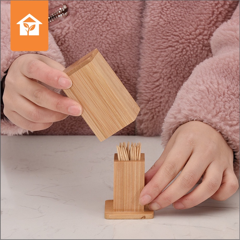Hộp Đựng Tăm, Lọ Đựng Tăm Gỗ Tre Phong Cánh Nhật Bản Dùng Cho Gia Đình, Nhà Hàng, Quán Ăn vv...