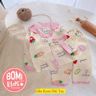 [ 6KG - 19KG ] Đồ Bộ Bé Gái Mặc Nhà Pijama Lụa Cao Cấp Tay Dài Cho Bé - Chất Vải Lụa mềm Mịn Thoáng Mát_BM32