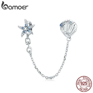 Phụ Kiện Hạt Trang Sức Bamoer SCC1478 Dòng Marine Hình Vỏ Sò Và Sao Biển Phối Dây Xích Thời Trang