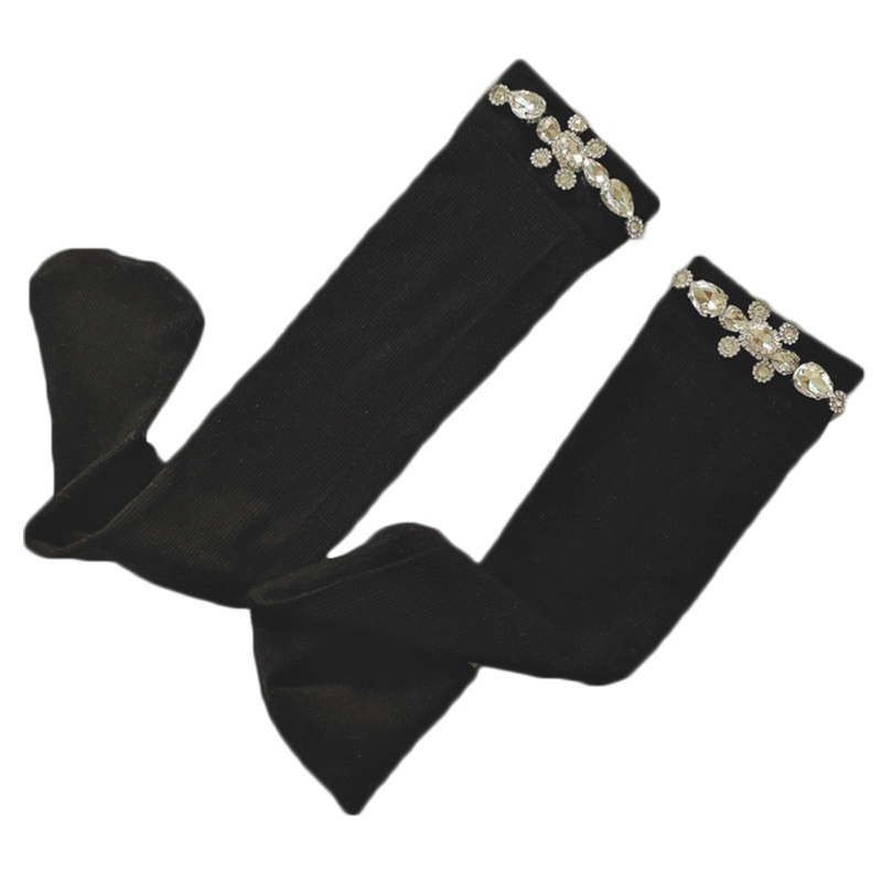 KIN Nữ Mùa Hè Sọc Co Giãn Đầu Gối Preppy Phong Cách Gothic Màu Giả Pha Lê Kim Cương Vớ