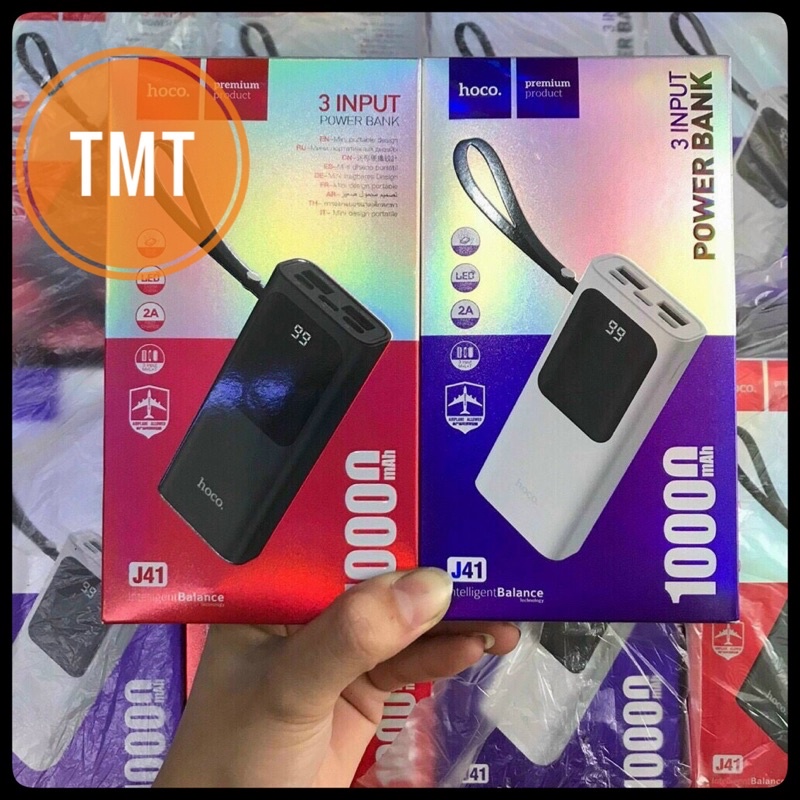 Pin sạc dự phòng Hoco J41 10000mAh, 3 cổng INPUT, 2 cổng OUTPUT, màn ...