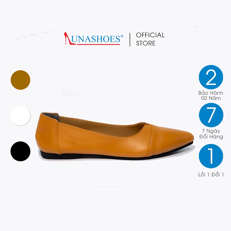 Giày bệt nữ da bò thật chính hãng LUNASHOES 1064 mũi nhọn đế bằng bảo hành 2 năm 1 đổi 1 hàng vnxk êm chân dễ đi