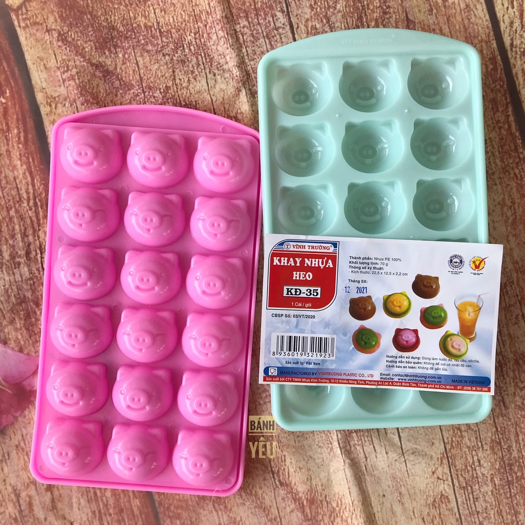 Khay Đá Hình Mặt Heo Nhựa Vĩnh Trường/ Khay làm thạch hình mặt heo - KH236