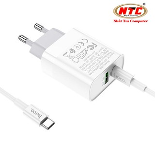 Bộ cốc 2 cổng kèm cáp sạc TypeC to TypeC Hoco C80A cổng USB QC 3.0 và TypeC PD 20W (Trắng) - Phụ Kiện Nhất Tín