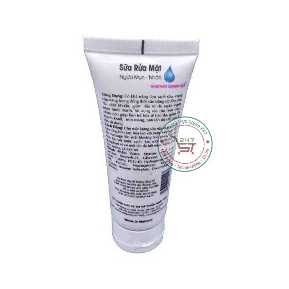 Sữa rửa mặt ngừa Mụn Nhờn Ngọc Trai Đen sữa ong chúa Nhật Việt 60ml (Trắng Xanh)