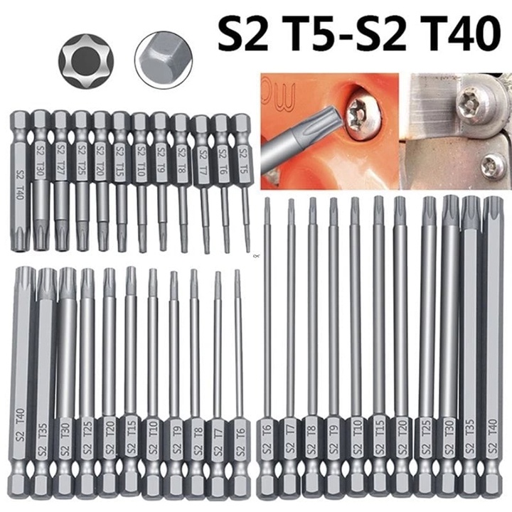 Tua vít lục giác bông chuôi lục , bộ tua vít đa năng - bộ vít lục giác hoa thị thép hợp kim S2 , đầu vít có từ