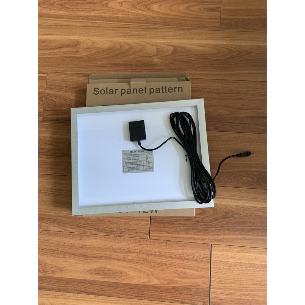 Tấm Pin Năng Lượng Mặt Trời 6V 12W – Dùng Cho Đèn LED, Quạt Mini, Sạc Điện Thoại, [ Tặng Dây 5M ]