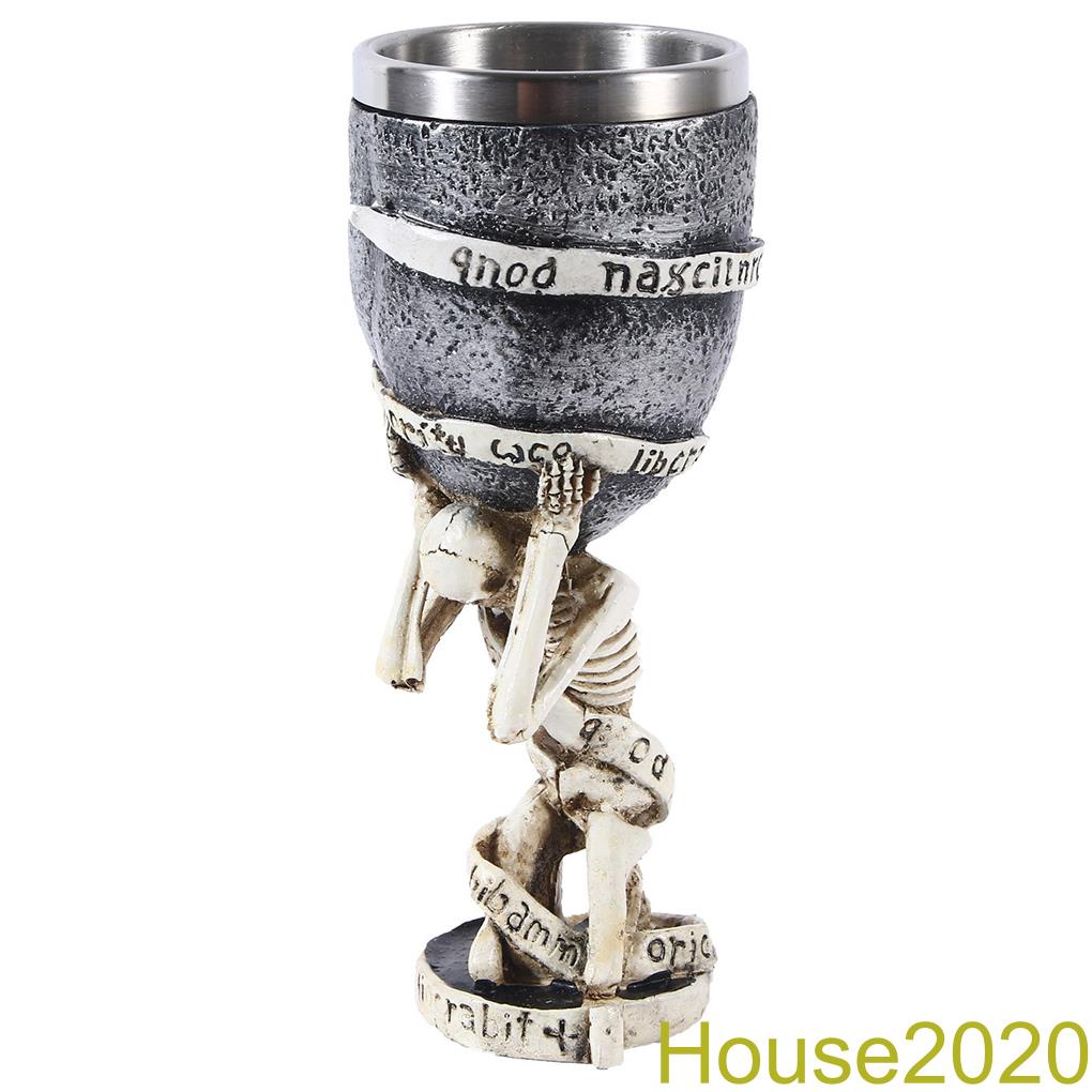 [House]Skull Wine Goblet Gothic Gifts Chalice Halloween Resin Stainless