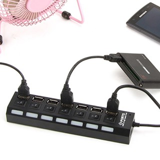 Hub usb chia 1 ra 7 cổng usb có đèn - hub usb 4 port 01 - MÀU ĐEN