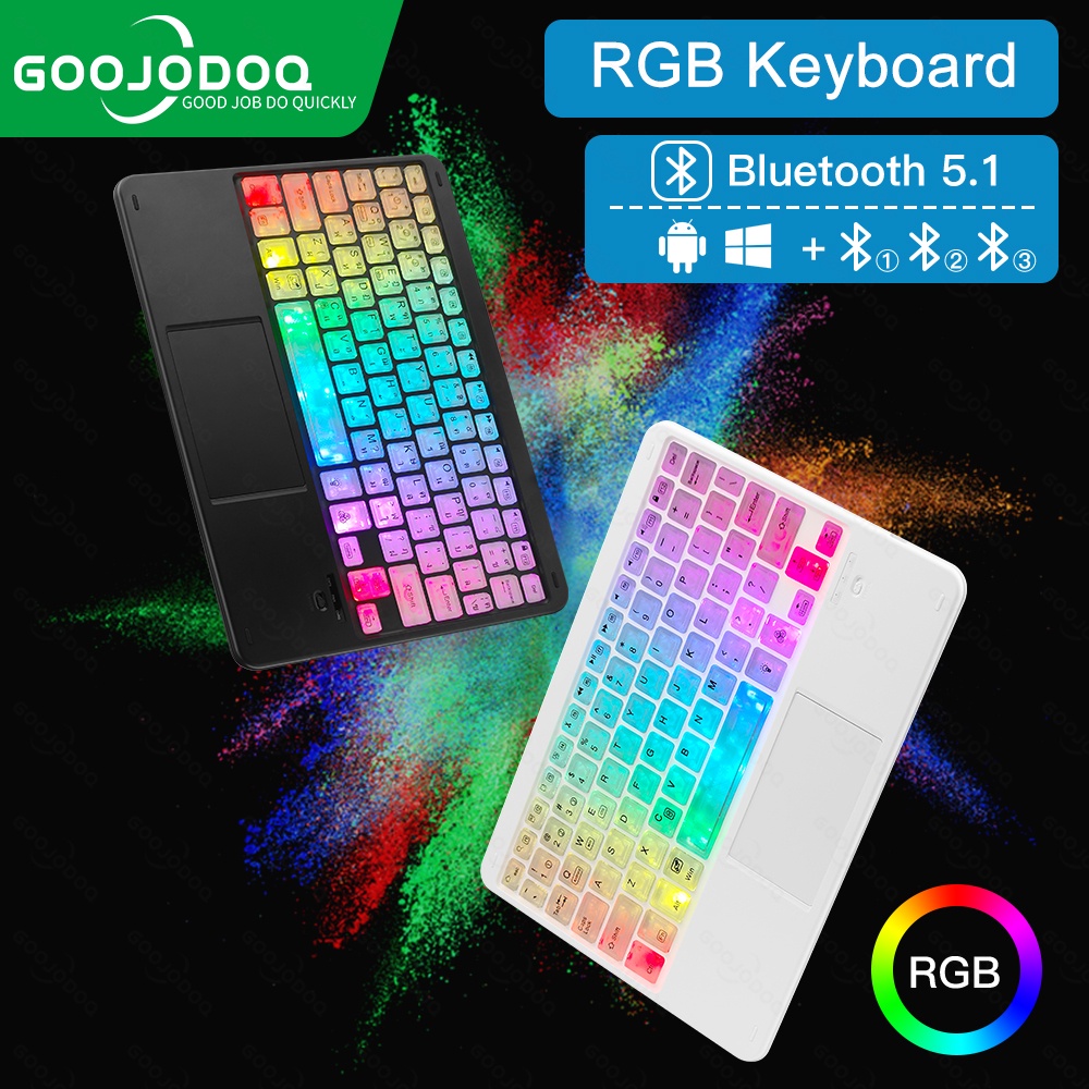 Ảnh Bàn phím không dây bluetooth GOOJODOQ đèn LED RGB thích hợp cho iPad Pro Air Xiaomi Huawei Android Windows 1