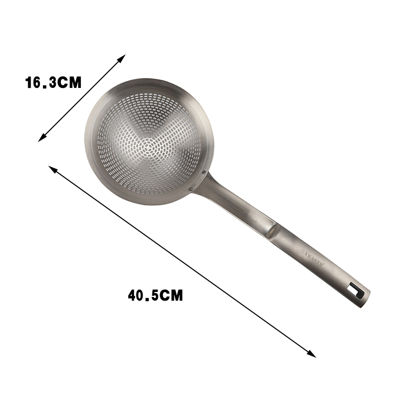 Dụng cụ lọc mì ống bằng thép không gỉ 304 cao cấp, Dụng cụ thoát nước mì, Máy lọc mì Spaghetti có tay cầm tiện dụng, Quà tặng dụng cụ nhà bếp có tay cầm dài bền bỉ Thìa có rãnh và thìa thoát nước