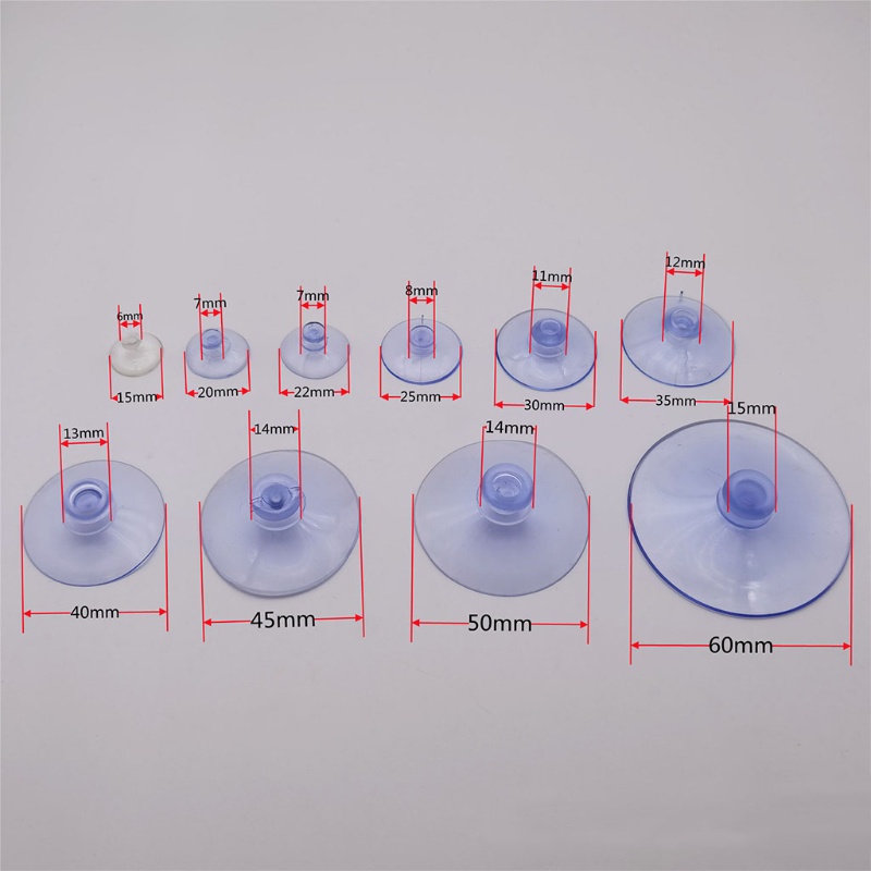 Mặt Trăng 50 Chiếc Ly Hút Trong Suốt Không Móc Đầu Nấm Hút Miếng Lót Nhựa Pvc Hút Cho Bàn Kính Có Thể Tái Sử Dụng