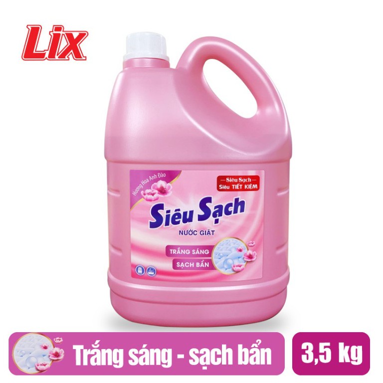 Ảnh Nước giặt Lix Siêu sạch hương hoa anh đào 3.5kg N2504 làm sạch cực nhanh vết bẩn, tăng gấp đôi sức mạnh giặt tẩy 3