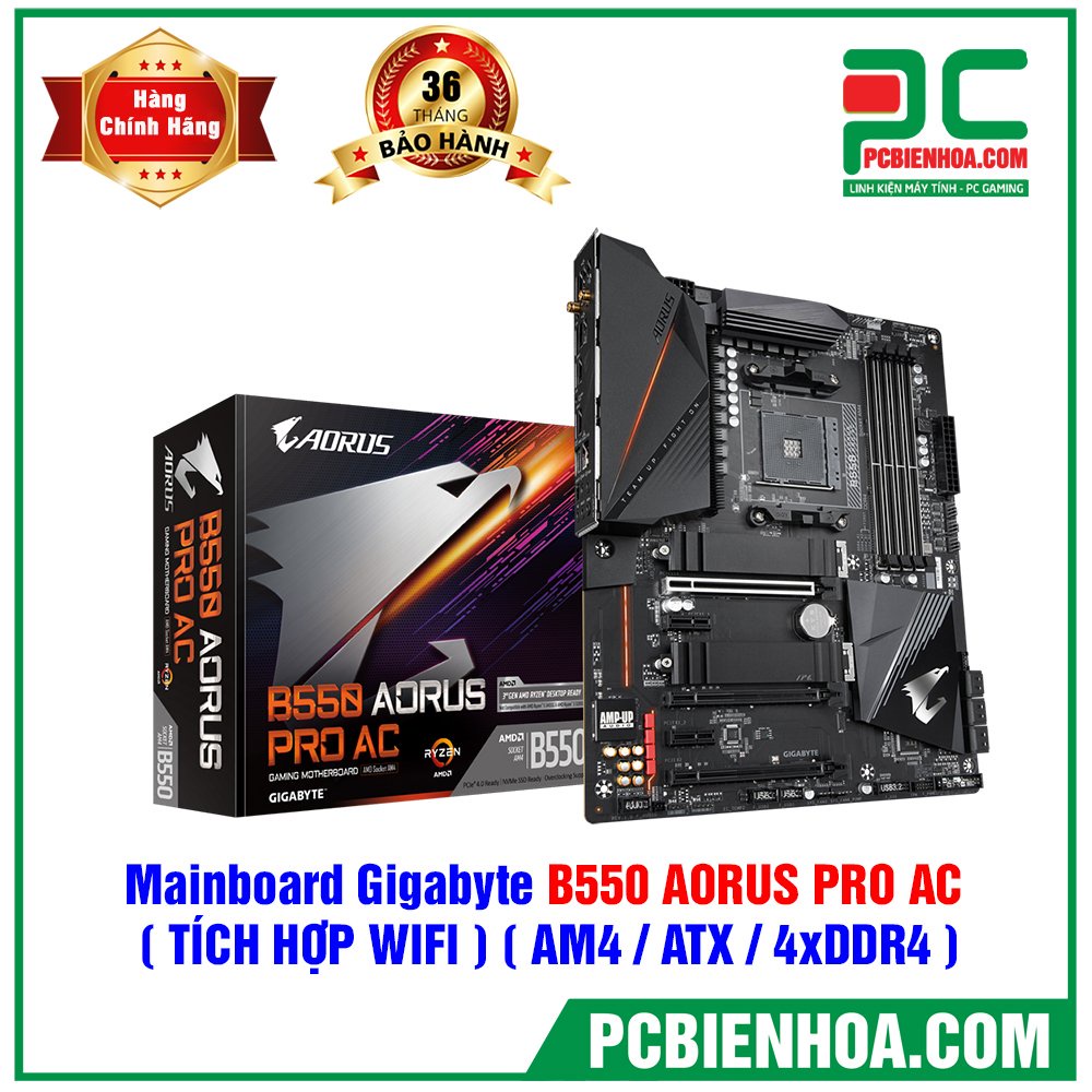 Mainboard Gigabyte B550 AORUS PRO AC (AMD B550, Socket AM4, ATX, 4 khe ...