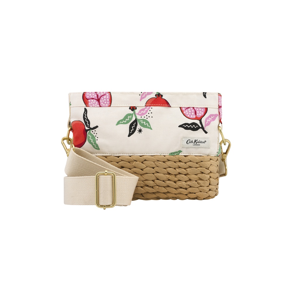 Cath Kidston - Túi đeo chéo/Basket Cross Body Bag - Pomegranate - Cream -1048827