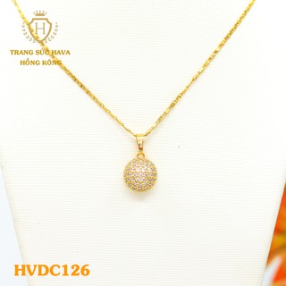 Dây Chuyền, Vòng Cổ Nữ Mặt Đính Đá Màu Trắng Xi Mạ Vàng Non Cao Cấp - Trang Sức Hava Hong Kong