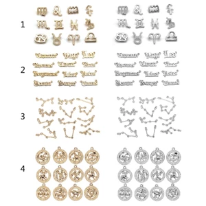 BTF 12x Lucky Zodiac Sign Charm Mini Round 12 Chòm sao Mặt dây chuyền cho DIY Móc khóa