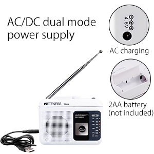 Ảnh Đài radio RETEKESS TR606 AM FM hỗ trợ ghi âm với giắc tai nghe 3.5mm và ăng ten dài 1
