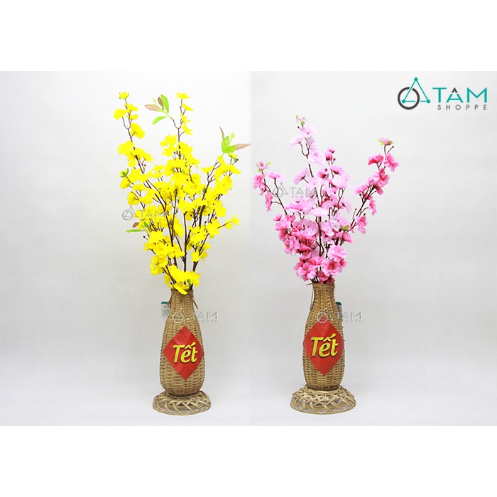Hàng Đẹp - Cắm Sẵn Y Hình] Lọ Hoa Mai Đào Handmade Bằng Tre Có Đế T-Hoa-15  | Shopee Việt Nam