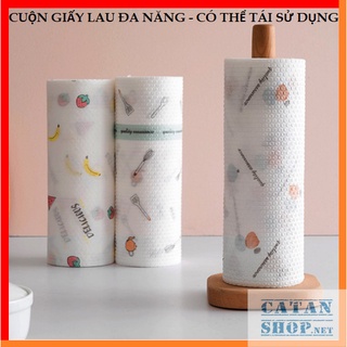 Cuộn giấy lau nhà bếp đa năng, khăn lau bếp, lau tay có thể giặt cuộn 20cm và 25cm in họa tiết
