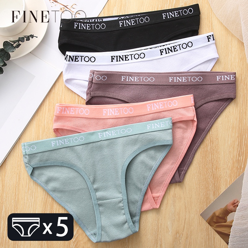 Ảnh Set 5 quần lót nữ FINETOO size M-2XL vải cotton in chữ nhiều màu sắc 2