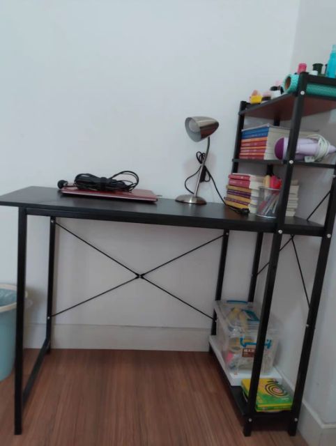 Bàn Gỗ Khung Thép  Kèm giá  2 Tầng