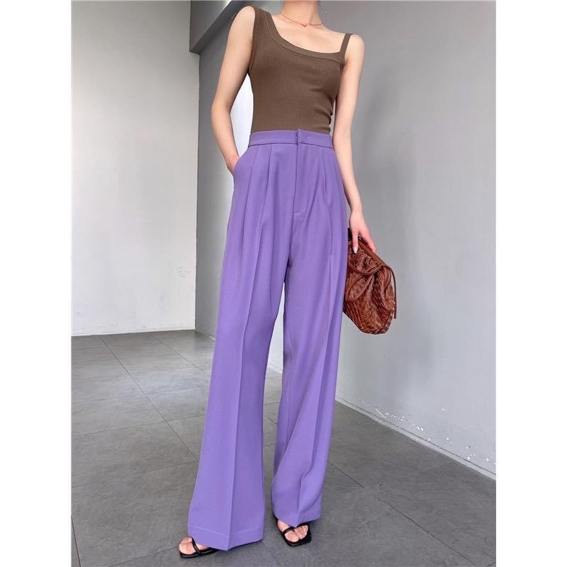 Quần Tây Nữ Lưng Cao May Theo Số Đo – Quần Công Sở Form Chuẩn Chất Liệu Cao Cấp Màu Tím | Diluclothing
