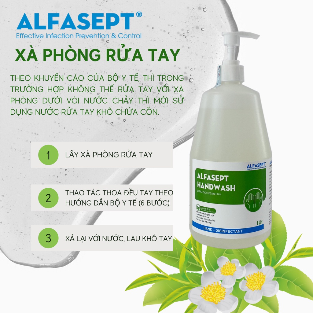 Mô tả Xà Phòng Rửa Tay ALFASEPT Handwash Chiết Xuất Lá Trà Xanh Thân Thiện Với Da, Giúp Sát Khuẩn Nhanh Chóng, Hiệu Quả - 4