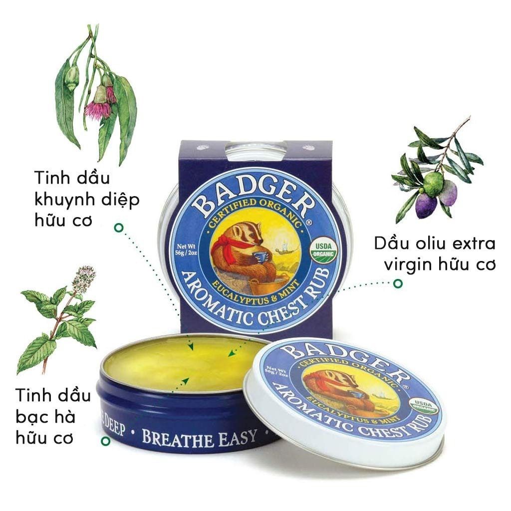 Mô tả Sáp dầu bôi ấm ngực hữu cơ BADGER organic Chest Rub balm -  21g - 4