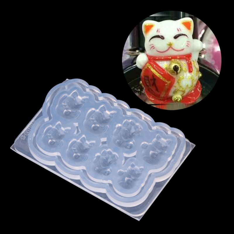Unstop * Dễ Thương Thu Nhỏ May Mắn Cho Mèo Khuôn Silicon Động Vật Cho Mèo Nhân Vật Epoxy Đúc Khuôn Mini Hình Bộ Sưu Tập