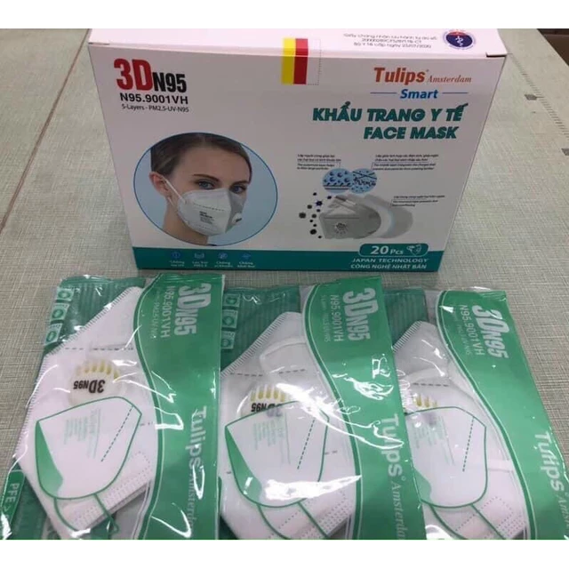 10 chiếc Khẩu trang 3D N95 - N95.9001VH chống bụi PM2.5 có Van (Loại xịn hàng Việt Nam túi 1)
