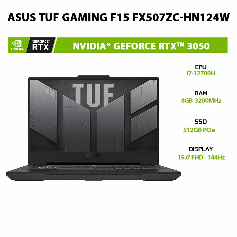 Laptop ASUS TUF Gaming F15 FX507ZC-HN124W i7-12700H8G512GRTX™ 3050 4G15.6