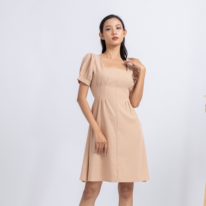 Đầm sơ mi nữ cổ vuông thiết kế chữ A siêu trẻ trung chất Linen cao cấp Local Brand