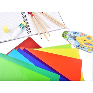 Xấp 70 Tờ Giấy Màu Thủ Công (7 Màu) Không Keo – Giấy Mỏng Cắt Dán Mỹ Thuật Có Kẻ Ô Caro, Khổ 17x21cm