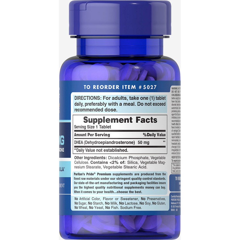 Ảnh Viên uống tăng cường nội tiết tố hỗ trợ sinh lý, sinh sản Puritan's Pride Youth Guard DHEA 50mg 50 viên 2