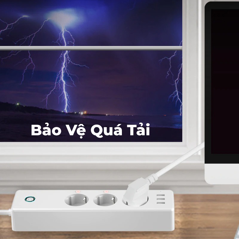 Ổ điện thông minh Tuya wifi AKIA ASP250 - 3 lỗ cắm điều khiển độc lập ...