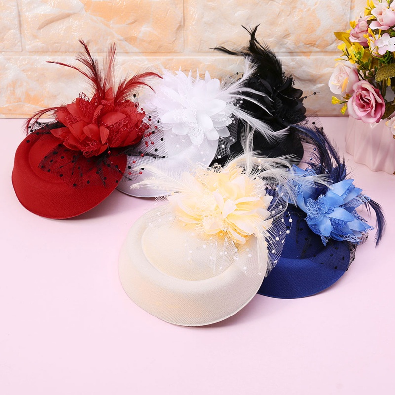 Fascinator Hats Headband Womens Feather Flower Brides Hair Accessories Wedding