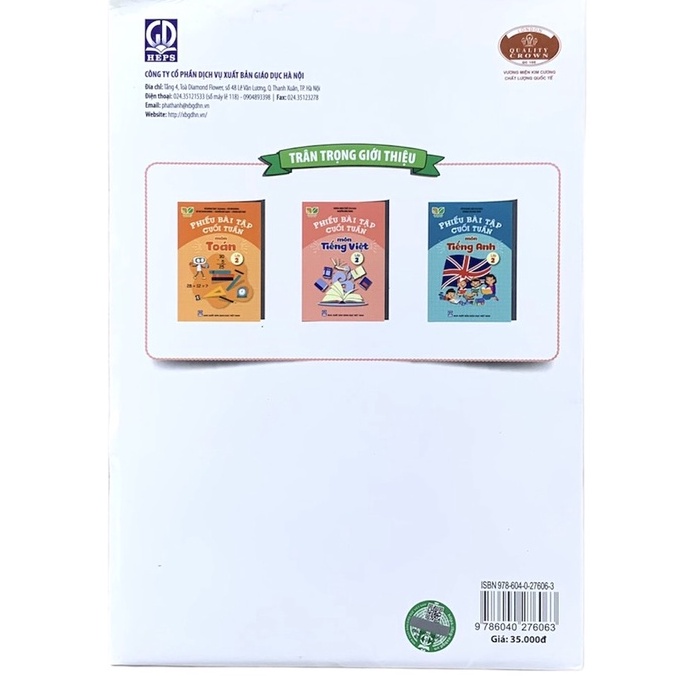 Ảnh Sách - Phiếu bài tập cuối tuần môn Tiếng Anh lớp 2. 1