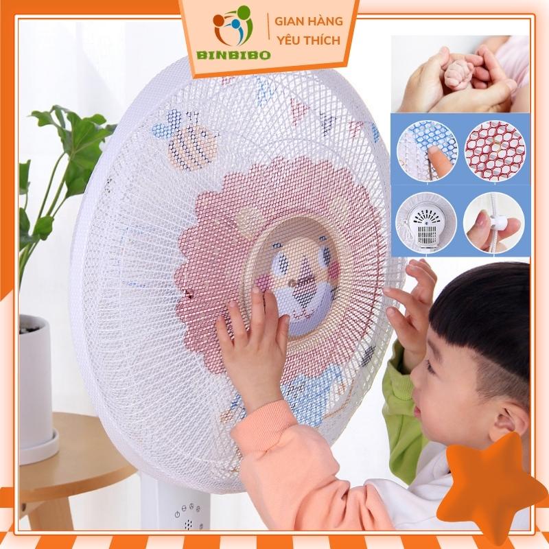 Lưới bọc quạt bảo vệ ngón tay bé có dây rút cho quạt loại to đường kính từ 40 đến 45 cm