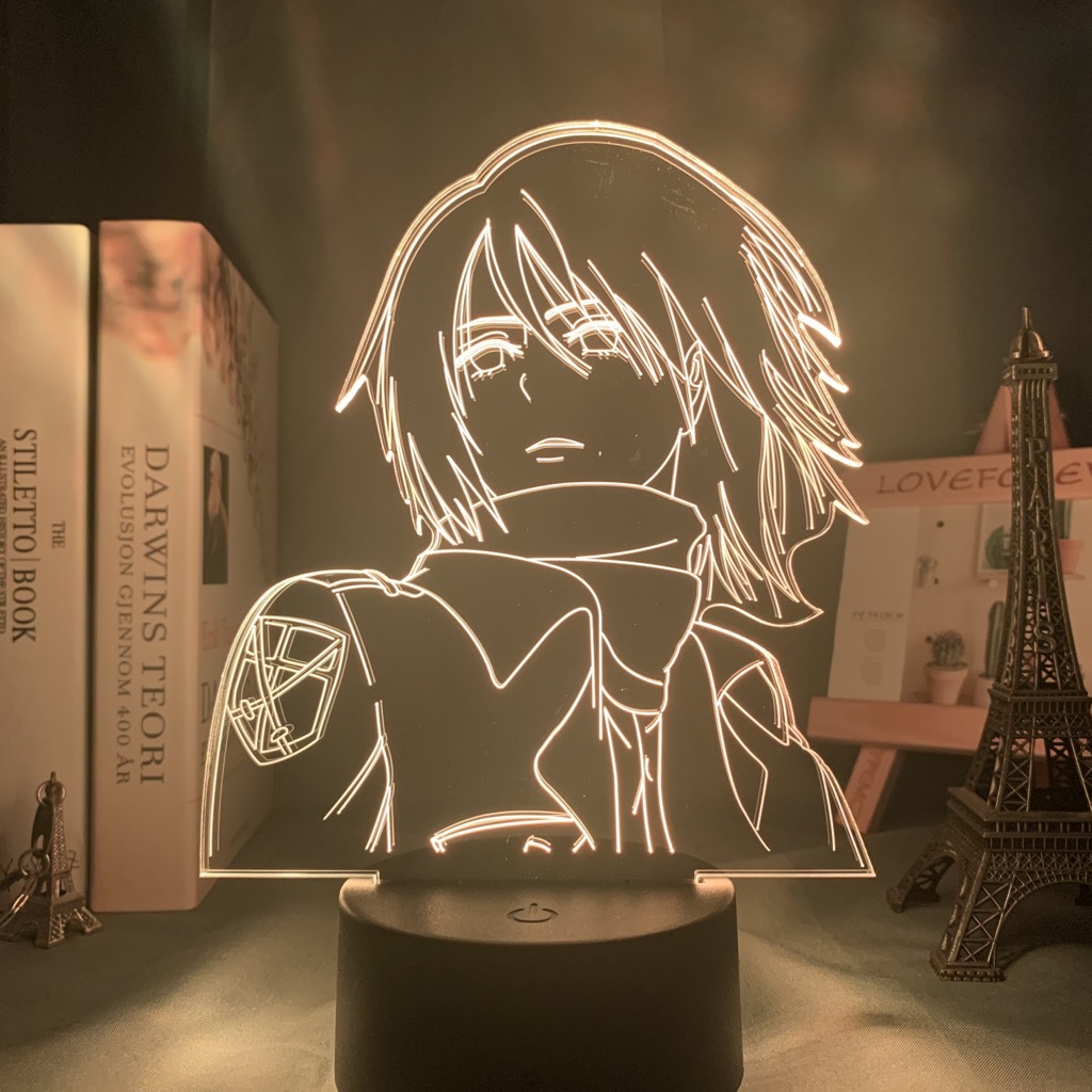 Siy7 Đèn Led Anime Tấn Công Titan Eren Jaeger Mikasa · Ackerman Để Bàn USB 3D Chiếu Sáng Acrylic Tại Nhà Đèn Văn Phòng Quà Tặng