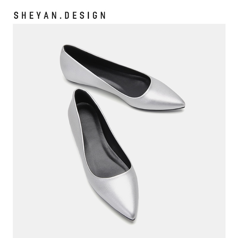 Size Lớn (31-45) Bạc Mũi Nhọn Giày Đế Bằng Nữ Giày Đế Bằng Miệng Nông Giày Muỗng Giày Size Lớn 45 44 43 Công Nhân Văn Phòng Chị Em
